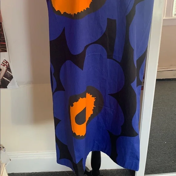 Marimekko Blue and Orange Floral Midi Dress - Picture 6 of 14